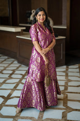 Aashiq - Wine brocade sharara
