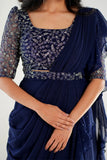 Navy blue layered choli set