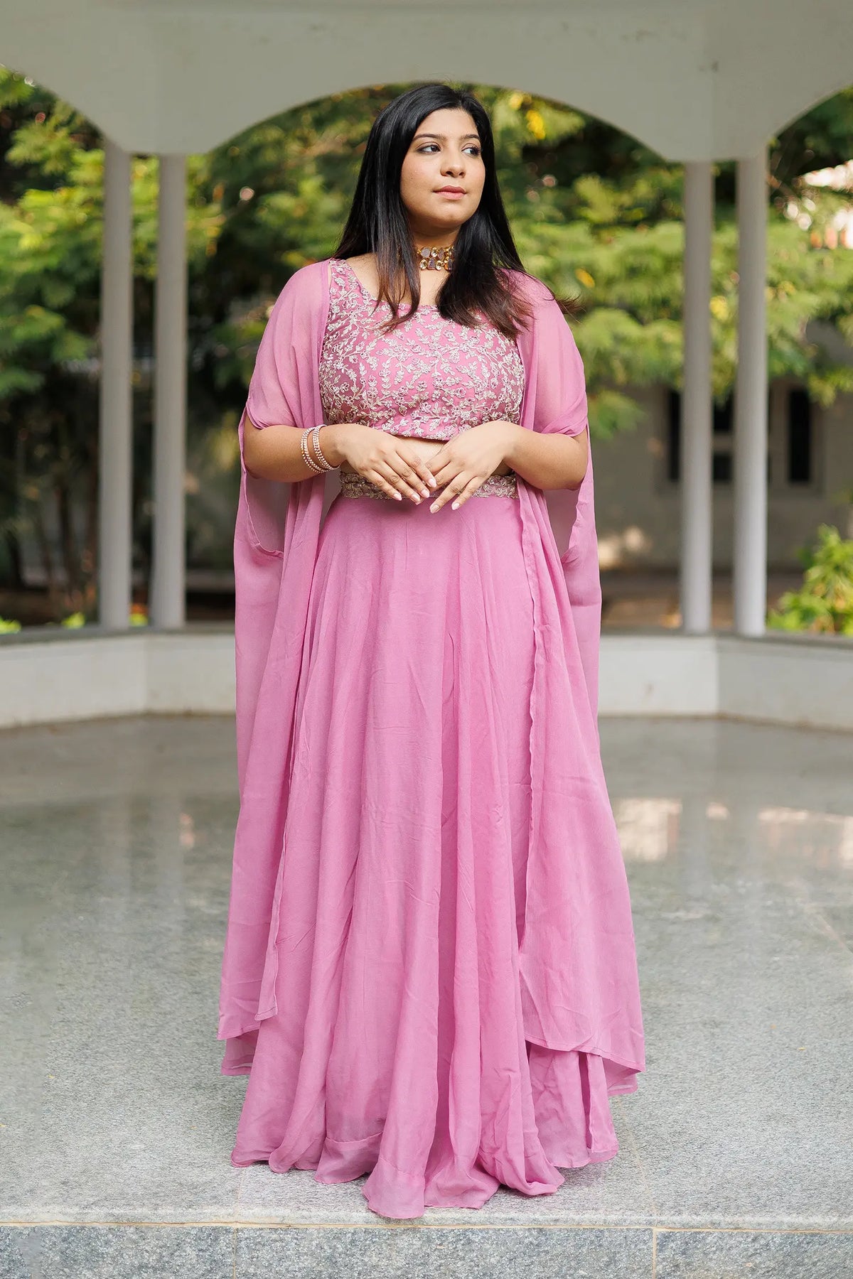 Stone lilac-chic stoned 3 piece dress(set)