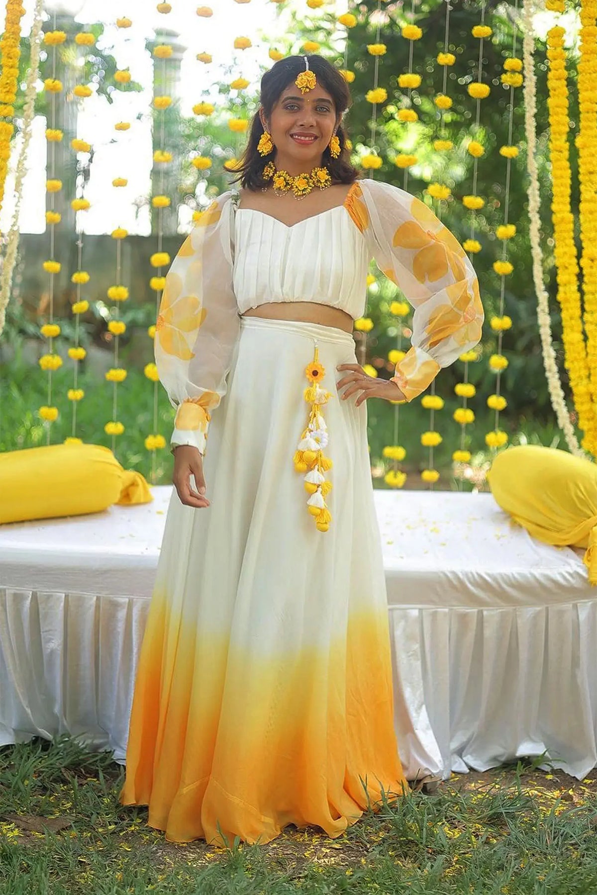 Haldhi sara-charming ombre set