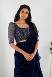 Navy blue layered choli set